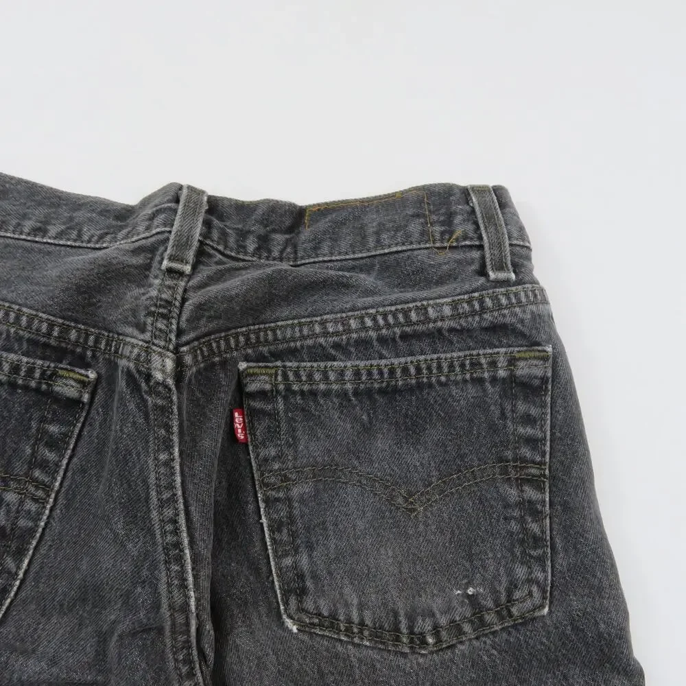 Levi's 501 Button Fly Jeans Charcoal Faded Black Denim Meas 27x30 Y2K